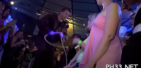  Yong girls drilled hard after dance from behind by darksome waiter